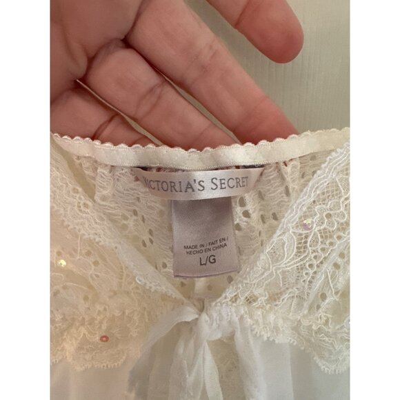 Victoria Secret White Sheer Lace Chemise Size Large - Picture 4 of 8